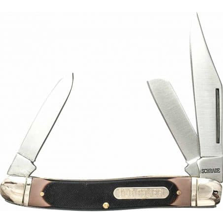 SCHRADE OLD TIMER 858OT Folding Pocket Knife, 2.8 in L Blade, Stainless Steel Blade, Sawcut Handle 1187286 858OT